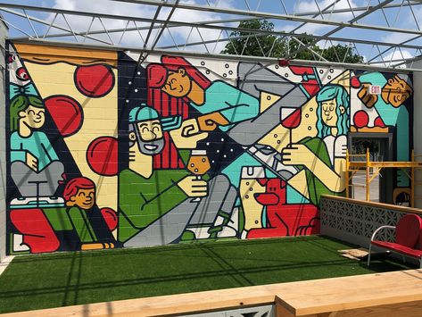 Vector Brewing Mural by Nathan Walker Outdoor Murals, Brewery Design, Beer Wall, Beer Food, Garden Mural, Walker Art, Mural Ideas, Consulting Logo, Murals Street Art