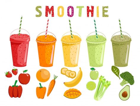 Smoothie fruits and vegetables. cartoon ... | Premium Vector #Freepik #vector #fruit-smoothie #smoothie #juice-smoothies #green-smoothie Fruits And Vegetables Cartoon, Smoothie Cartoon, Shake Illustration, Smoothie Bike, Smoothies Green, Smoothie Menu, Avocado Juice, Smoothie Juice, Vegetable Cartoon