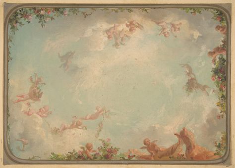 Jules-Edmond-Charles Lachaise | Design for a ceiling painted with putti in clouds with roses | The Met Ceiling Painted, Ceiling Murals, Ceiling Art, 19th Century Art, Roses Vintage, Painted Ceiling, French Art, Ceiling Design, Vintage Wall Art