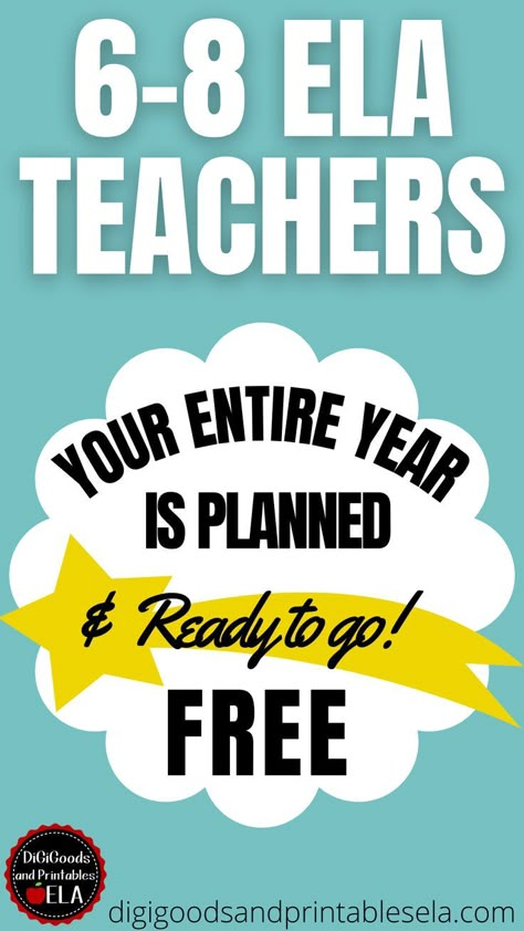 FREE ELA MIDDLE SCHOOL LESSON PLANS, CURRICULUM MAP, SCOPE AND SEQUENCE CCSS 8th Grade Ela Classroom Setup, 6th Grade Reading Classroom, 8th Grade Ela Classroom, 6th Grade English Classroom, 6th Grade Ela Classroom, Ela Middle School, Lesson Plan Middle School, 6th Grade Language Arts, 8th Grade Language Arts