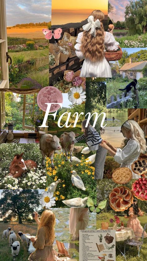 Cottage Cowgirl Aesthetic, Farm Cottage Aesthetic, Countryside Life Aesthetic, Farm Aesthetic Country Living, Cottagecore Beauty, Cottagecore Collage, Cottagecore Moodboard, English Countryside Home, Cottagecore Animals