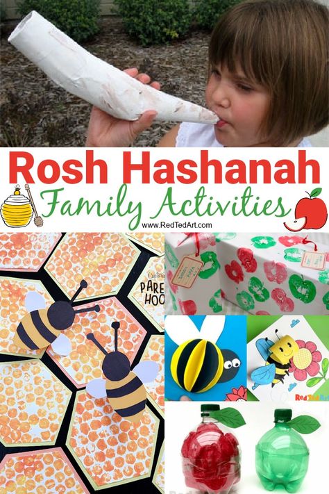 Rosh Hashanah Activities for Families - Red Ted Art - Kids Crafts Preschool Rosh Hashanah Crafts, Rosh Hashanah Crafts For Toddlers, Rosh Hashana Montessori, Rosh Hashana Crafts Kindergarten, Rosh Hashana Arts And Crafts, Rosh Hashanah Activities For Kids, Rosh Hashana Cards For Kids, Jewish Preschool Activities, Rosh Hashana Activities For Kids