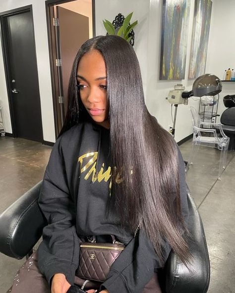 Atl Hairstylist on Instagram: "Tape ins with hair included ❤️" Tape In Styles Black Women, Tape Ins Black Women Straight, Tape In Black Women, Tape Ins Black Women With Color, Tap Ins Hairstyles, Highlight Tape In Extensions Black Women, Tape Extensions Black Women, Tape Ins Black Women, Tape In Extensions Black Women