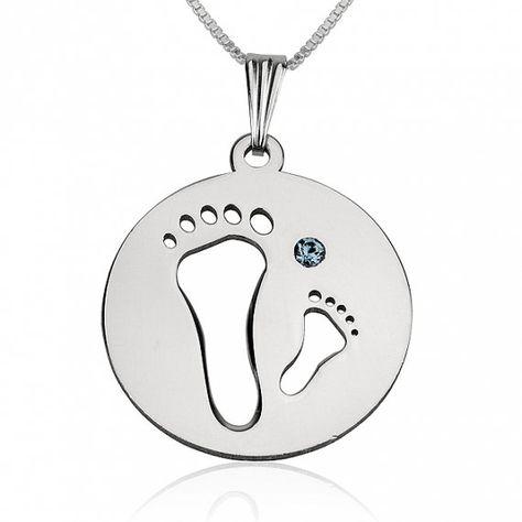 Mother Birthstone Necklace, Footprint Necklace, Birthstone Necklace Mothers, Mommy Jewelry, Baby Footprint, Mother Necklace, Mother Jewelry, Sterling Silver Rings Set, Trending Necklaces