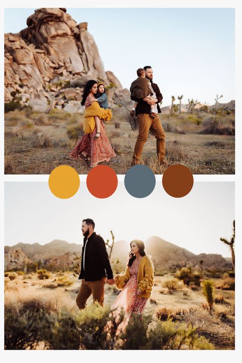 Family Photos Yellow Outfits, Rust Blue Color Palette, Mustard Family Photo Outfits, Photo Shoot Color Schemes, Brown Color Pallet, Adoption Finalization, Picture Color Schemes, Outfit Coordination, Fam Photos