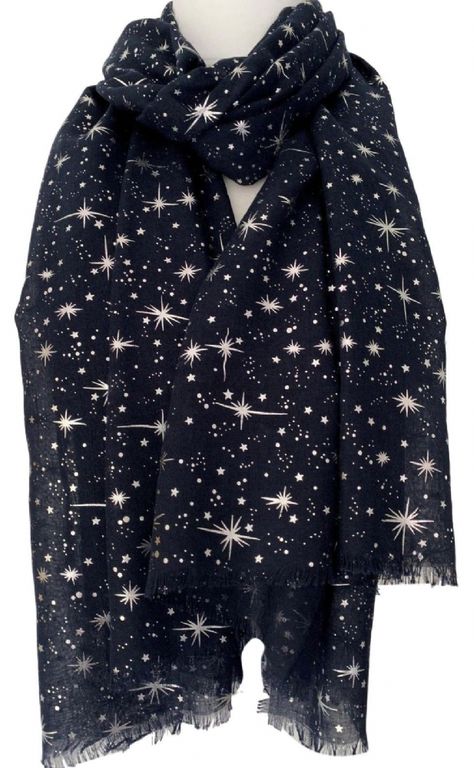 Christmas Scarves, Star Shawl, Navy Blue Scarf, Silver Scarf, Scarf Trends, Christmas Scarf, Prom Accessories, Ladies Accessories, Scarf Women Fashion