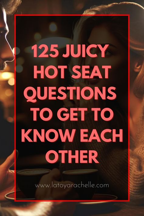 Go beyond the surface and dive into the depths of meaningful conversation with these thought-provoking hot seat questions! Explore new dimensions of intimacy and understanding. Whether you're looking to deepen your bond with your partner or your friends, these questions to get to know someone are sure to do the trick. Hot seat challenge, spicy hot seat questions, hot seat questions for couples, hot seat questions for friends, questions to ask, conversations starters, things to talk about.💟#LoveStory #RomanticEncounters #HeartfeltConnections #DateNightIdeas #SoulmateSearch #FlirtyFridays #CandlelitDinners #StarryEyedMoments #LoveQuotes #DreamyDates #WhisperedPromises #AmourAdventures Amazing Questions To Ask Someone, Funny Deep Questions, Random Questions To Get To Know Someone, Spicy Get To Know You Questions, Games To Get To Know Someone, Deep Conversation Starters For Couples, Fun Conversation Starters For Friends, Questions To Ask On A Dating App, Spicy Questions To Ask Your Best Friend