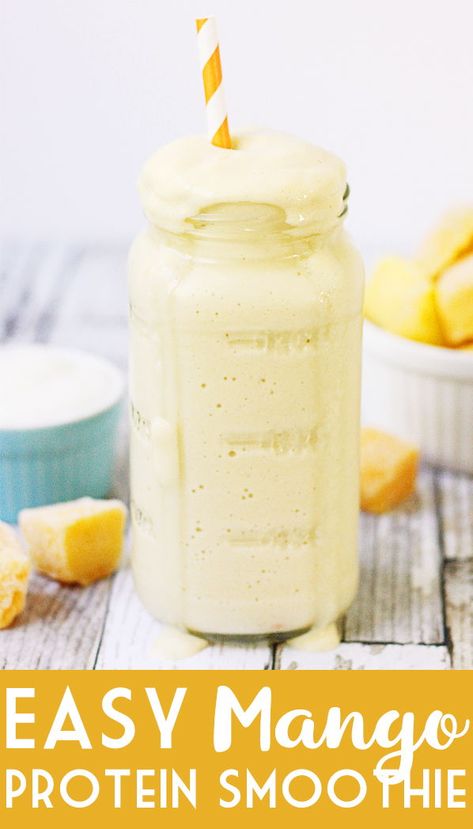 Best Smoothies With Vanilla Protein Powder, Mango Powder Recipes, Mango Protein Shake, Mango Protein Smoothie, Mango Protein Smoothie Recipe, Protein Smoothies, Mango Smoothie Recipes, Kefir Recipes, Breakfast Smoothie Recipes