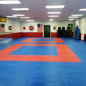 In 2017, they began researching new mats for the school online and came across Greatmats.com where decided to purchase two different kinds of puzzle mats - 1.5 inch thick Grappling mats and 1 inch thick Karate mats.   “We needed a solid mat for our program to handle falls, rolls and throws and the 1.5 inch (mats) are perfect,” Larry said.   He was also impressed with the grappling mats’ ability to “provide strength” for the stand up program, noting that soft mats would not work well for kicking. Dojo Decor, Martial Arts Mats, Dojo Ideas, Martial Arts Tournament, Tae Kwon Do, Puzzle Mat, Client Testimonial, Gym Design, Perfect Life