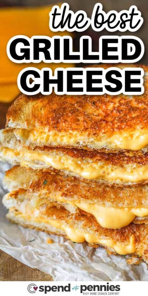 Ready to make the best grilled cheese sandwich ever? Look no further! This recipe is simple yet satisfying, featuring melty cheese and crispy white bread. Perfect for dipping into creamy tomato soup or enjoying with chicken, tomato, or bacon. A true crowd-pleaser! #spendwithpennies #grilledcheese #grilledcheesesandwich #bestgrilledcheeserecipe Grilled Cream Cheese Sandwich, Grown Up Grilled Cheese Sandwiches, Easy Grilled Cheese Sandwich, How To Make Grilled Cheese, Oven Baked Grilled Cheese, Grilled Cheese In The Oven, Oven Grilled Cheese, Best Grilled Cheese Sandwich Recipe, Grilled Cheese Recipes Easy