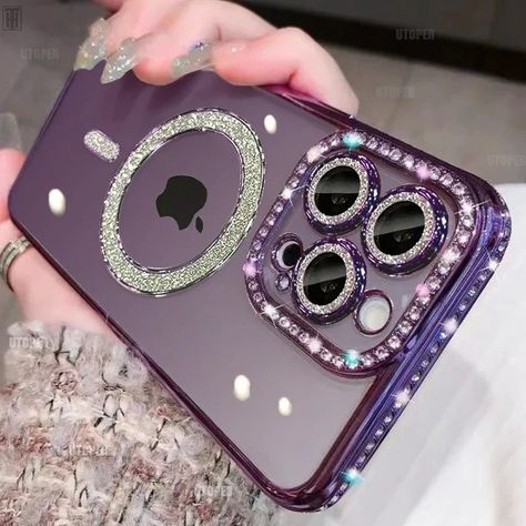 Luxury Crystal Diamond Clear Case For iPhone 15 11 12 13 14 Pro Max Plus Bling Sparkly Magsafe Magnetic Wireless Charging Cover https://melaninvariations.shop/products/luxury-crystal-diamond-clear-case-for-iphone-15-11-12-13-14-pro-max-plus-bling-sparkly-magsafe-magnetic-wireless-charging-cover Melanin Variations #Hot Crystal Phone Case, Mini Accessories, Apple Model, Max Black, Glitter Case, Crystal Diamond, Under The Lights, Transparent Design, Rhinestone Designs