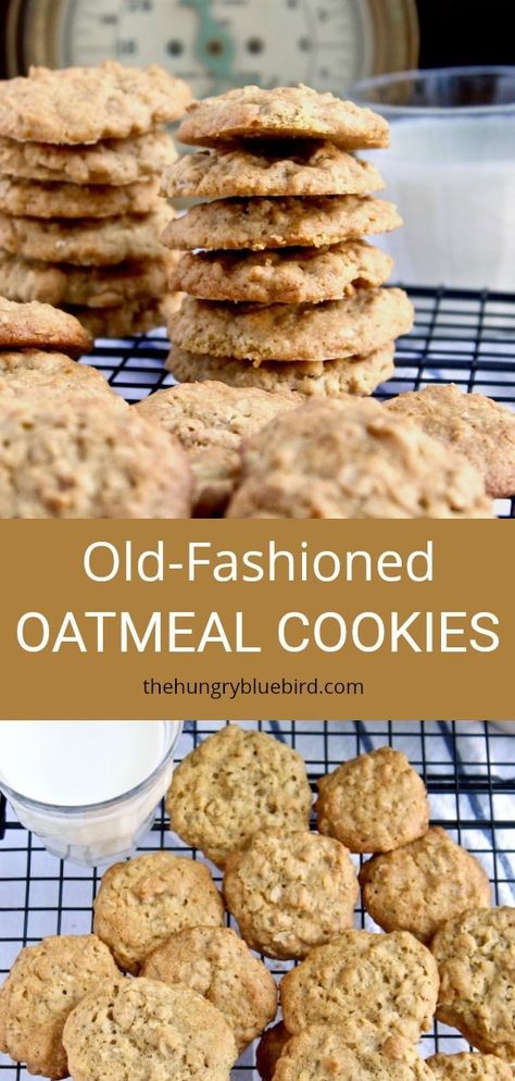 Old-Fashioned Oatmeal Cookies, slightly crispy and chewy homemade cookies just like grandma baked! #thehungrybluebird #oldfashionedoatmealcookies #oatmealcookies #oldfashioned #cookies #baking #desserts #snacks | thehungrybluebird.com Homemade Oatmeal Cookies, Old Fashioned Oatmeal Cookies, What Is Healthy Food, Old Fashioned Oatmeal, Medicine Tips, Cookie Making, Homemade Oatmeal, Desserts Snacks, Baking Desserts