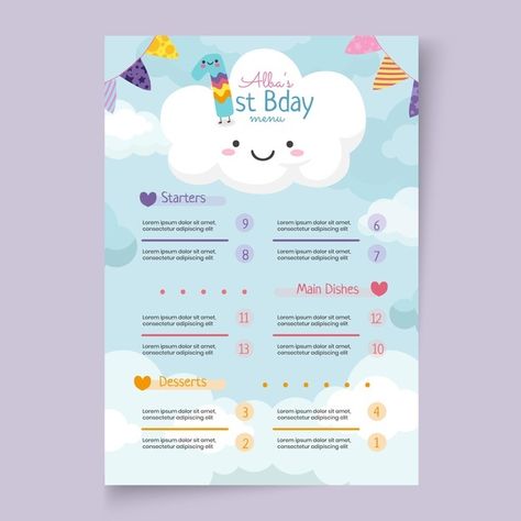 Kids Party Menu, Birthday Party Menu, Restaurants For Birthdays, Kids Restaurants, Birthday Menu, Restaurant Menu Template, Menu Printing, Kids Menu, Birthday Kids