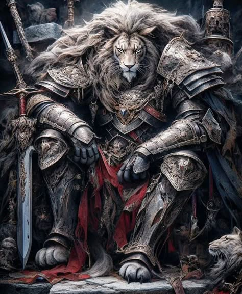 Leonin Paladin 5e, Leonin Dnd, Leonin Fighter, Lion Knight, Lion Warrior, Dnd Paladin, Fantasy Wizard, Mythical Creatures Fantasy, Dragon Artwork Fantasy