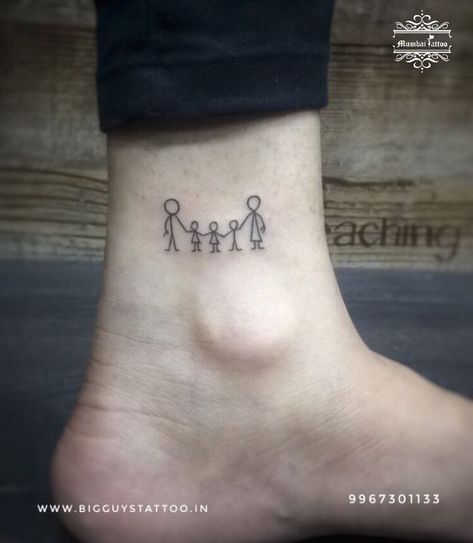 | #tattoo #tattooideas #tattooideasfemale #tattooideasformen 5 Family Member Tattoo, Family Of Six Tattoo Ideas, 4 Person Family Tattoos, Family Representation Tattoos, Stick Family Tattoo, Family Of 6 Tattoo Ideas, Tiny Family Tattoos, Tattoos For Family Of 4, Minimalist Tattoo Family