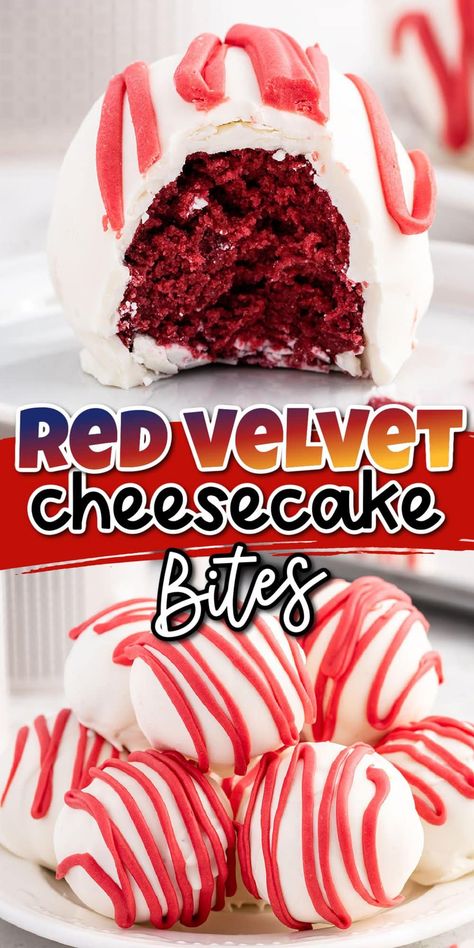 No Bake Cheesecake Cake Pops, Cake Ball Recipe With Box Cake, No Bake Cake Bites, Valentines Truffles Recipes, Desserts For Gifting, Valentine's Desserts Easy, Christmas Cake Balls Ideas, Red Appetizers For Party, Ball Dessert Recipes