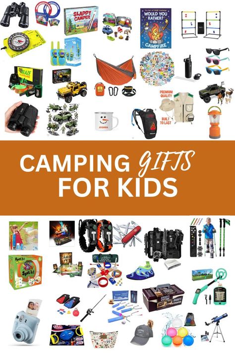 OVER 40 Camping gifts for kids, tweens and teens for 2023! Save this post. You’ll want to refer back to it every time you need a camping gift idea. Camping Gifts For Boys, Outdoor Boy Gifts, Adventure Gifts For Kids, Camping Themed Gifts, Outdoor Gifts For Boys, Camping Essentials For Kids, Kids Hiking Gear, Christmas Camping Ideas, Camping Gift Basket