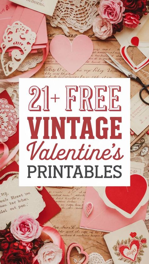 Free Valentine's printables with vintage designs and decorations, including hearts and flowers. Vintage Valentine Clip Art, Vintage Valentine Cards 1950s Free Printable, Valentines Day Prints Free Printables, Vintage Valentine Images Free Printables, Valentines Day Templates Free Printables, Valentine Journal Ideas, Free Vintage Valentines Printables, Vintage Valentines Printables, Valentines Day Free Printables