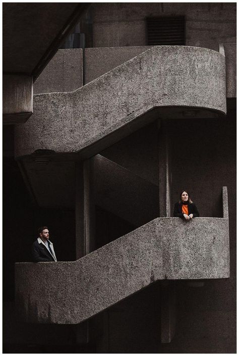 Alternative Engagement Photos, Concrete Wedding, Styled Engagement Shoot, The Barbican, Maternity Photography Couples, Strange World, Urban Engagement, Brutalist Architecture, Couple Photoshoot Poses