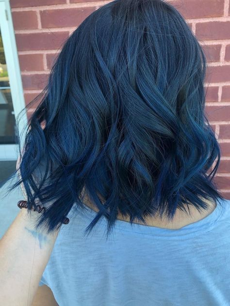 Navy Blue Balayage, Blue Balyage, Exeter New Hampshire, Electric Blue Hair, Midnight Blue Hair, Royal Blue Hair, Navy Blue Hair, Dyed Hair Blue, Blue Ombre Hair