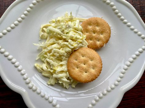 CHEESE SLAW Banana Pepper Dip, Mama Sues Southern Kitchen, Cheese Slaw, Cheese Skewers, Pimento Cheese Dip, Baked Appetizers, Tomatoes And Cheese, Green Chilis, Stuffed Pepper Dip