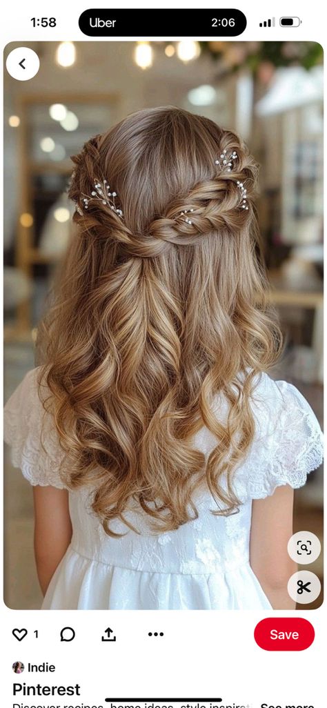 Hair Styles For Wedding Jr Bridesmaid, Wedding Hairstyles For Junior Bridesmaid, Primera Communion Hairstyles, Kids Hair Styles For Wedding, Easy Communion Hairstyles, Kids Bridesmaid Hair, Short Flower Girl Hair, Girls Updos For Wedding, Formal Hairstyles For Girls Kids