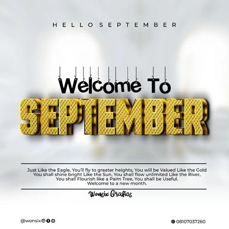 Welcome to September September New Month Design, Welcome To September Design, Happy New Month September Flyer Design, September New Month Flyer, September Flyer Design, Happy New Month Text, Happy New Month September, Welcome To September, Welcome August