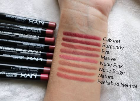 Nyx Lingerie Swatches, Nyx Lip Liner Swatches, Nyx Soft Matte Lip Cream Swatches, Nyx Cosmetics Lipstick, Nyx Swatches, Nyx Lip Cream, Nyx Eyeshadow Palette, Nyx Slim Lip Pencil, Nyx Eyeliner