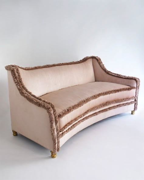 Jayne sofa by Liz O'Brien - NYC Sofa With Fringe, 1930's Style, Modern Sofa Set, Reupholster Furniture, Sofa Set Designs, Furniture Sofas, Sofa Sets, Curved Sofa, Rose Cottage