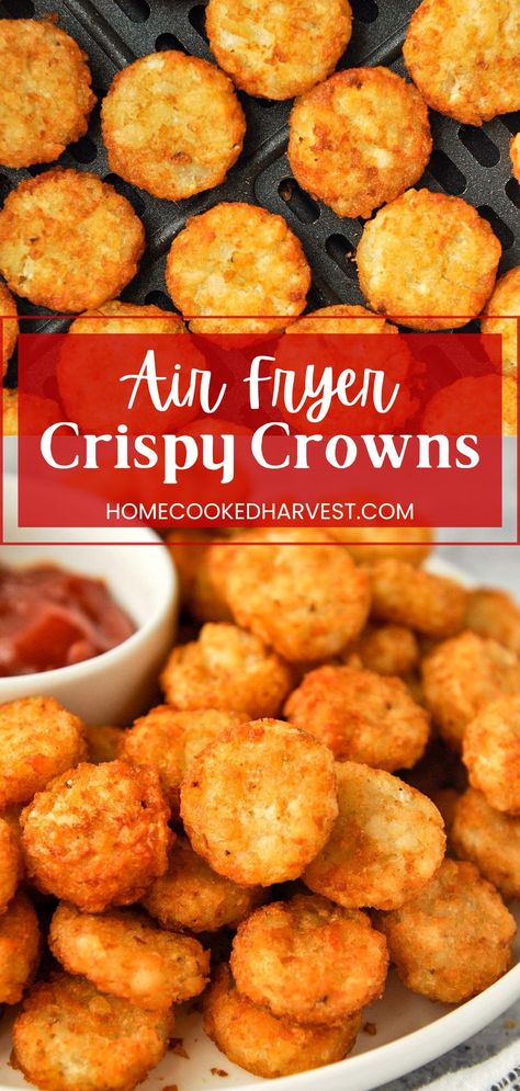 Air Fryer Crispy Crowns Frozen, Crispy Crowns Recipes, Crispy Crowns In Air Fryer, Potato Rounds In Air Fryer, Air Fryer Potato Rounds, Air Fryer Fakeaway, Air Fryer Snacks Healthy, Potato Recipes Air Fryer, Air Fryer Appetizers