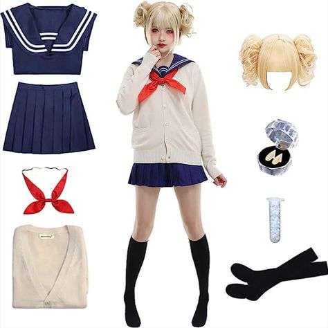 MHA Himiko Toga Villain Adult Cosplay is made of high-quality and comfortable uniform cloth. Comes with 2 piece uniform set, bow tie, sweater, teeth dentures, socks, and wig. Perfect for wearing to anime conventions like Comic Con, Anime Expo, and can even be worn as a Halloween costume. Great for MHA-themed parties and events. Click on link to view item! Toga Cosplay Outfit, Toga Outfit, Himiko Toga Cosplay, Toga Cosplay, Toga Costume, Anime Uniform, Kostum Cosplay, Idee Cosplay, Anime Inspired Outfits