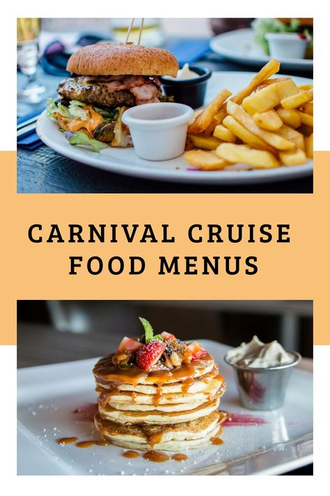 Get a sneak peek at all the Carnival cruise food menus before you travel, so you can decide where you want to dine on your cruise. Carnival Cruise Recipes Food, Carnival Cruise Recipes, Carnival Cruise Food, Carnival Elation, Carnival Glory, Ham Breakfast, Carnival Cruise Ships, Carnival Magic, Carnival Cruises