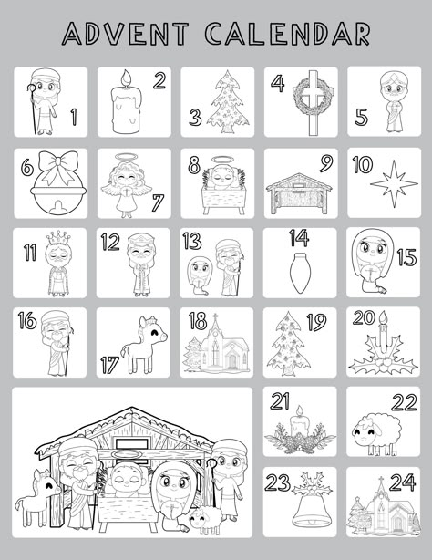 Looking for some simple advent calendar ideas. This printable coloring advent calendar is a quick and fun way to add some holiday cheer to your advent season without breaking the bank of expensive advent traditions. #coloringadventcalendar #printableadventcalendar #adventcalendar #scriptureadventcalendar #freeadventcalendar #coloringadvent Advent Art Challenge, Advent Coloring Pages Free Printable, Advent Calendar Free Printable, Simple Advent Calendar, Free Printable Advent Calendar, Advent Traditions, Advent Family, Advent Art, Preschool Bible Lessons