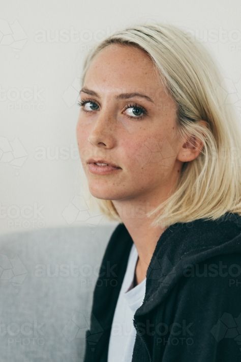 Three quarter profile of young blonde woman in hoodie and tshirt : Austockphoto Quarter Profile Reference, Quarter Profile Face, Face References, Blonde Woman, Pose References, E Magazine, Face Reference, Blonde Women, Girl Face