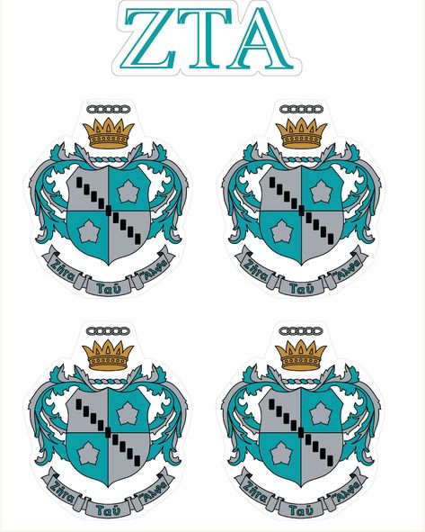 Stickers -- "Zeta Tau Alpha" Crest Sticker Sheet $9.99 Be sure to check out our store at: #Greek #Letters #Crests #Sorority #Sticker #ZTA #Shield #ZetaTauAlpha Zeta Tau Alpha Crown, Crown Symbol, Alpha Omicron Pi, Zeta Tau Alpha, Crown Tattoo, Sorority Apparel, Letter Stickers, Greek Letters, Sorority Outfits