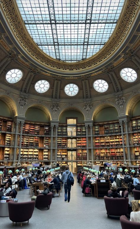 French National Library, Paris National Library, Library In Paris, Paris Library Aesthetic, French Library Aesthetic, Europe Library, French Pinterest, Paris Library, Arcade Architecture