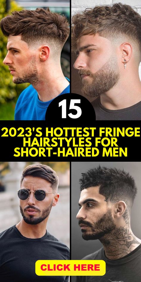 Our fringe hairstyles for men, short and sleek, are perfect for a stylish upgrade. Whether you prefer wavy hair, straight, or a soft, curly bob, we've got you covered.Offering a diverse range of fringe hairstyles for men, our short cuts are designed for a full, trendy look. From mens messy to layered styles, find the cut that suits you best. Short Wavy Hair For Men, Men’s Messy Haircut Short, Mid Fade Fluffy Fringe, Wavy Textured Fringe Men, Fringe Haircut Short, Low Fade Textured Fringe, Men’s Hairstyle Fringe, Mid Fade Fringe, Texture Fringe Haircut Men