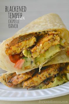 Spicy Chipotle Blackened Tempeh Wraps Tempeh Wrap, Chipotle Ranch Sauce, Ranch Sauce, Chipotle Ranch, Tempeh Recipes, Vegan Wraps, Vegan Burgers, Vegan Sandwich, Tempeh