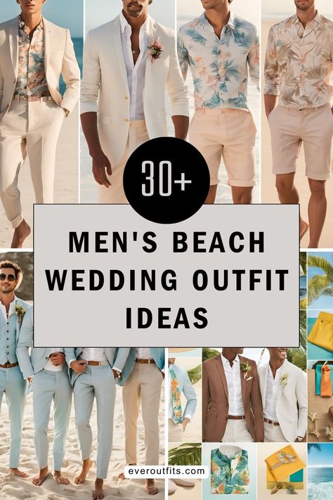 A beach wedding calls for an outfit that blends elegance with the relaxed, breezy atmosphere of the shore. Whether you’re the groom, a groomsman, or a guest, dressing appropriately for the occasion is crucial. Beach Wedding Casual Attire, Semi Formal Beach Wedding Attire For Men, Beach Wedding Men’s Outfit, Beach Wedding Groom Attire Shorts, Beach Wedding Guest Men, Beach Wedding Attire For Guest, Beach Wedding Groom Attire Casual, Beach Wedding Outfits For Men, Mens Beach Attire