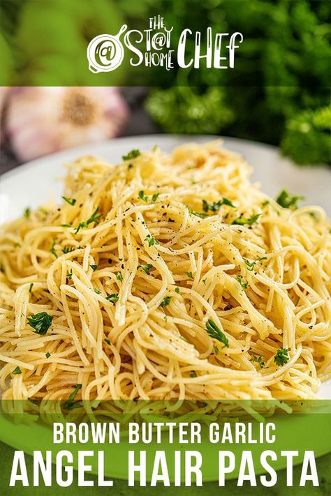 Brown Butter Garlic Pasta, Angel Hair Side Dish, Garlic Butter Angel Hair Pasta, Brown Butter Pasta Recipes, Leftover Angel Hair Pasta Recipes, Angle Hair Pasta Recipe, Angel Hair Pasta Recipes Easy, Angelhair Pasta Recipes, Angle Hair Pasta Recipes