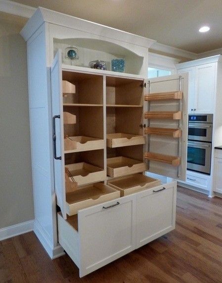 Kitchen Pantry Free Standing, Freestanding Pantry Storage, Cabinets For Craft Room, Stand Alone Kitchen Pantry, Wall Pantry Ideas, Pantry Cabinet Free Standing, Free Standing Kitchen Pantry, Kitchen Pantry Cupboard, Built In Pantry