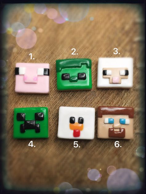 For boy/girl Gamer Polymer clay Minecraft tile brooch, magnet, keyring, pendant charms by Arboischarms on Etsy https://www.etsy.com/uk/listing/452584498/for-boygirl-gamer-polymer-clay-minecraft Clay Minecraft, Girl Gamer, Clay Magnets, Polymer Clay Ornaments, Sculpey Clay, Polymer Clay Christmas, Polymer Clay Canes, Polymer Crafts, Cute Polymer Clay