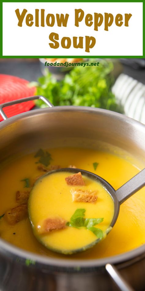 Yellow Pepper Soup Recipe, Red Pepper And Squash Soup, Yellow Peppers Recipes, Yellow Pepper Soup, Red Pepper And Cauliflower Soup, Butternut Squash Red Pepper Soup, Yellow Pepper Recipes, Stuffed Pepper Soup Will Cook For Smiles, Pepper Recipes Healthy