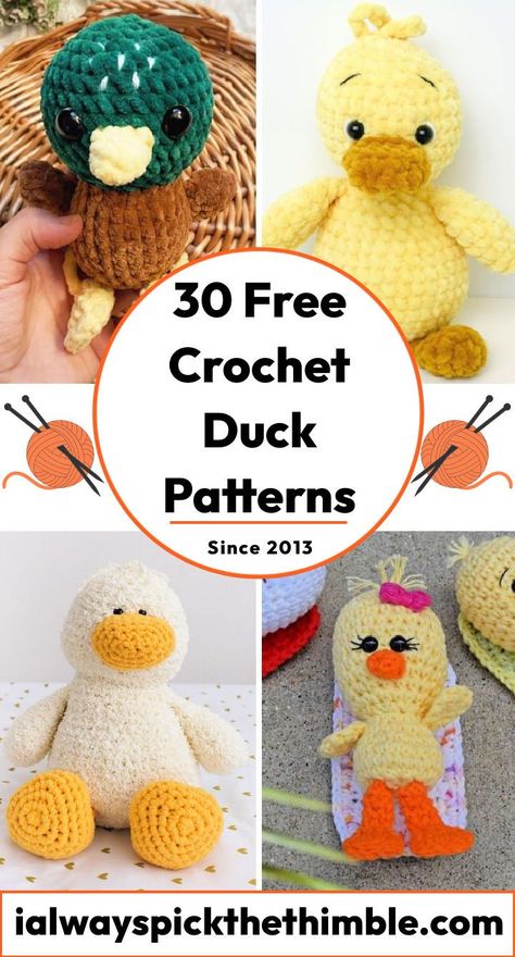 30 Free Crochet Duck Patterns (Amigurumi Pattern) Crochet Duckie Pattern Free, Classic Pooh Crochet Patterns, Cow Pattern Crochet Free, Chunky Duck Crochet Pattern Free, Duckling Crochet Pattern Free, Crochet Duck Plushie Free Pattern, Crochet Duckling Pattern Free, Crochet Ducky Pattern Free, Mallard Crochet Pattern Free