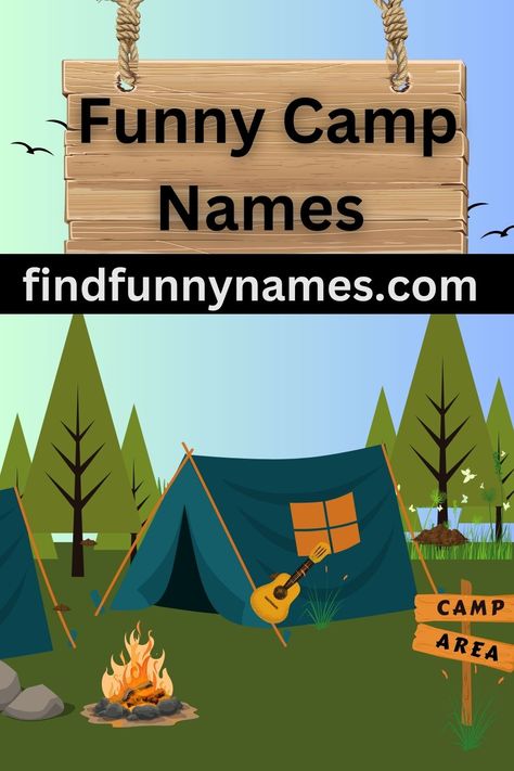 Funny Camp Names – Stand Out in the Camping World Looking for a hilarious and memorable camp name that will make you the talk of the camping world? Look no further! We've got you covered with our collection of side-splitting, creative, and unique camp names that are bound to make your camping experience one for the books. #FunnyCampNames #CampingComedy #MemorableCamps #StandOutInCampingWorld #LaughingUnderTheStars Camping Names Ideas, Summer Camp Names Ideas, Camp Names Ideas, Music Festival Camping, Camping With Teens, Group Names Ideas, Deer Camp, Girl Scout Camping, Camping Park