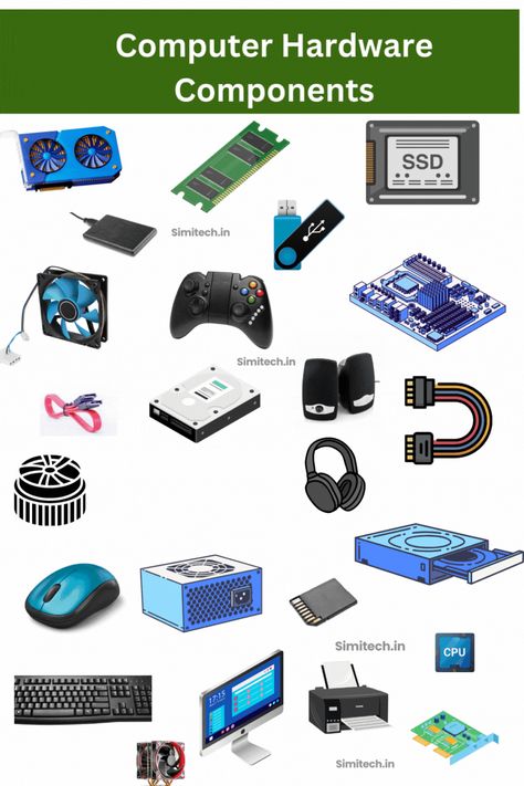 From processors to storage devices, learn about the key types of computer hardware components that make technology run smoothly. 🛠️💾 #ComputerHardware101 Parts Of Computer, Types Of Computer, What Is Computer, Computer Cpu, Central Processing Unit, Output Device, Hardware Components, Input Devices, Repair Guide