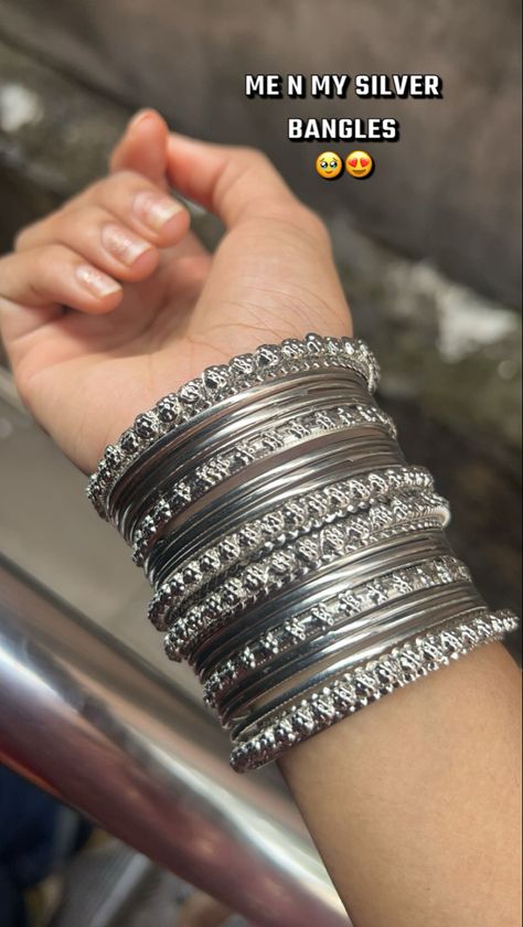 #bangles #oxidized #navratri #fashion #1 #aesthetic Bangles Aesthetic, Oxidized Bangles, Oxidised Bangles, Trendy Silver Jewelry, Fancy Jewellery Designs, 1 Aesthetic, Indian Aesthetic, Fancy Jewellery, Hand Embroidery Designs