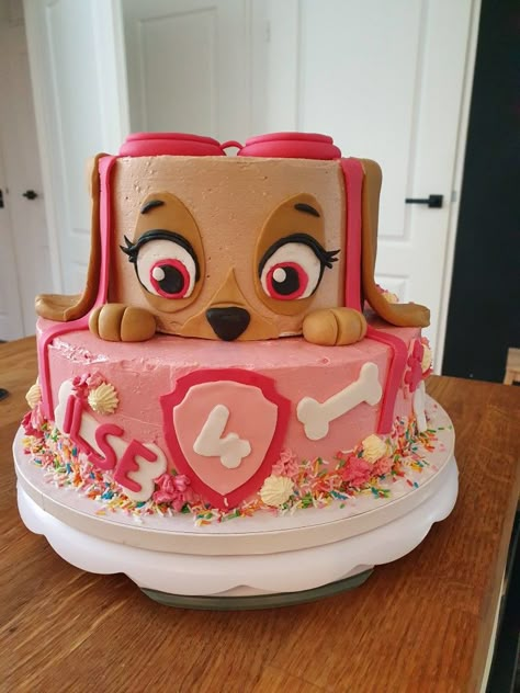 Paw Patrol Cake Skye Everest, Paw Patrol Birthday Cake Skye, Sky Cake Paw Patrol, Sky Paw Patrol Birthday Cake, Skye Birthday Cake, Paw Patrol Cake Girly, Paw Patrol Sky Cake, Vanilla Buttercream Cake, Paw Control