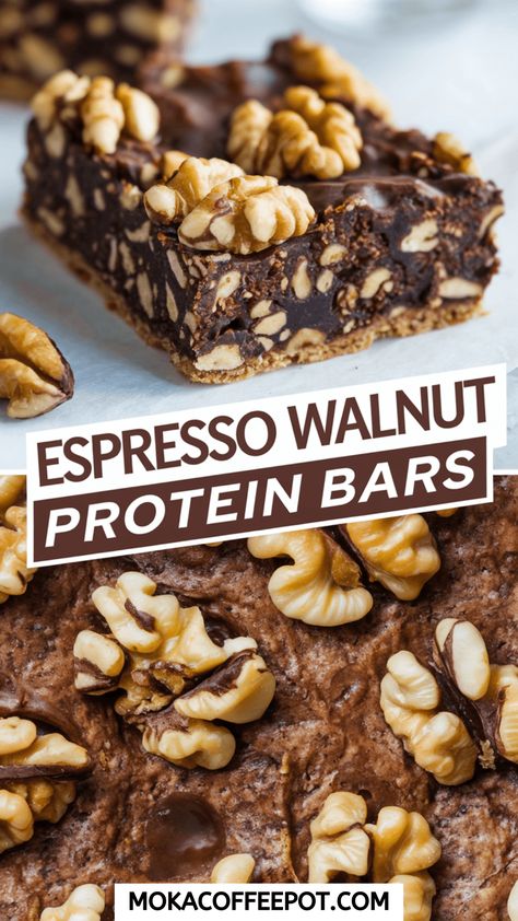 If your regular snack bar routine feels like a cardboard-chewing contest, let me introduce you to the espresso walnut protein bar. A blend of bold espresso, crunchy walnuts, and satisfying protein, these bars don’t just “fill the gap” — they power through it. Ideal for busy mornings or post-gym hunger pangs, they deliver energy without... Dark Chocolate Protein Bar, Walnut Bars Recipes, Breakfast Protein Bars, Protein Bars Recipe, Almond Joy Bars, Coffee And Dessert, Energy Bars Recipe, Protein Fruit, Espresso Recipes