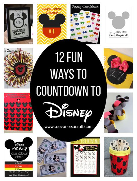 12 Fun ways to countdown to a Disney trip! Diy Disney Countdown Ideas, Disneyworld Countdown Ideas, Disney Countdown Ideas Cricut, Countdown To Disney World, Disney Trip Countdown Ideas, Disney World Countdown Ideas, Disney Cruise Countdown Ideas, Disneyland Countdown Ideas, Countdown To Disney Ideas